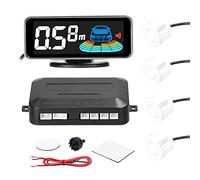 Sunydog Sensores Aparcamiento Coche,Sistema de radares de Marcha atrás Trasera con 4 sensores de Aparcamiento,detección de Distancia,Pantalla LCD de Distancia,zumbador de Advertencia de Sonido