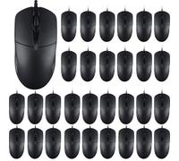 SUNYIWJIE 60 ratones USB negros con cable para computadora, a granel, 1000 DPI, 3 botones, con cable, para oficina en casa, silencioso, simple, USB para computadora, laptop, PC de escritorio (negro)