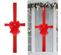 SUNYOK Lazo de Navidad para Puerta Grande 75 * 750CM Arco de Puerta de Navidad Roja Festiva Cinta de Gabinete de Navidad para Decorar la Puerta de Entrada Decoración Árbol de Navidad Chimenea Regalo