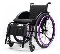 Sunyongfly Sedie a rotelle sportive in lega di alluminio, non pieghevoli, dotate di poggiapiedi, cuscino per il sedile e ruote posteriori da 24 pollici(Seat width: 42 cm)