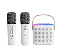 SUNYOY Máquina de karaoke portátil con 2 micrófonos inalámbricos, luces LED y altavoz Bluetooth