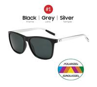 SUNYQBD Gafas de Sol Polarizadas Cuadradas para Hombres Que Conducen Lentes Espejados Azules Unisex Moda Mujeres-1 Negro Gris Plata-como Imagen