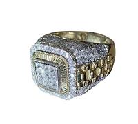 SunYueY Anillo HipHop de moda para baile callejero con diamantes de imitación para hombre