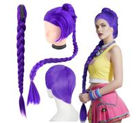 Sunyunze Demon Hunter Peluca Larga Trenzada Púrpura Peluca Anime Cosplay Peluca Larga Púrpura Pelo Trenzado para Fiesta de Disfraces Carnaval Halloween