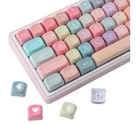Sunzit Teclas, 132 Tasten MOA Profil PBT ISO DE Keycaps Niedliches Regenbogen Bonbon Set mit individuellen Tastenkappen für Cherry MX-Schalter ISO DE Layout Mechanische Gaming Tastatur(DE Layout)