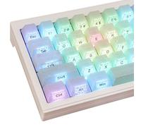 Sunzit Teclas PBT, juego de 123 teclas de grietas de hielo que brillan a través de teclas, color blanco frío, teclas impresas en el lateral, teclas Dye-Sub Cherry Profile para interruptores Cherry MX,