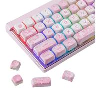 Sunzit Teclas-Pink Cherry Blossom MOA, juego de teclas personalizadas Sakura, 133 teclas PBT, sublimación de tinte, brillo a través de tapas de teclado para interruptores Cherry MX ISO/ANSI US Layout