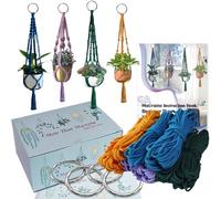 suo long Kit de macramé para adultos para hacer 4 ganchos de macramé para plantas que contiene cordón de macramé precortado de 4 mm, accesorios de 4 mm, libro de instrucciones fácil para principiantes