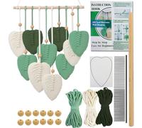 Suo Long Kit de macramé para colgar en la pared, kit de macramé para adultos principiantes, kit de fabricación fácil de colgar hojas de macramé con cordón de macramé precortado, libro de instrucciones