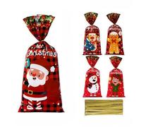 SUOCMG 25/50/100 Piezas Bolsas de Dulces de muñeco de Nieve de Papá Noel Bolsas de Decoraciones navideñas -11-50 Piezas