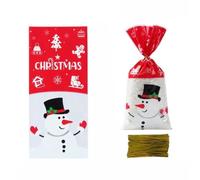 SUOCMG 25/50/100 Piezas Bolsas de Dulces de muñeco de Nieve de Papá Noel Bolsas Decoraciones navideñas - 10-50 Piezas