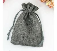 SUOCMG 50 Piezas/Lote 7 * 9 cm Color Caqui arpillera Natural Lino joyería Bolsa de Almacenamiento de Viaje Mini Bolsas de Yute para Dulces Embalaje para Bolsa de regalo-gris-7x9cm Lino