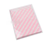 SUOCMG 50 Piezas/Lote Bolsas de golosinas para Fiestas, Bolsas de Papel con Estampado de Lunares y Rayas, Bolsas de Papel para Manualidades, Bolsas de panadería, B Rosa Claro 13 x 18 cm, 50 Piezas