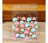 SUOCMG 50 Unids/Lote Lindo Tema de Corazón Bolsas de Galletas de Caramelo Bolsas de Embalaje de Galletas de Caramelo para Fiestas de Cumpleaños de Bodas-H01-10x10cm