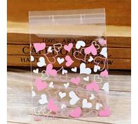 SUOCMG 50 Unids/Lote Lindo Tema de Corazón Bolsas de Galletas de Caramelo Bolsas de Embalaje de Galletas de Caramelo para Fiestas de Cumpleaños de Bodas-H03-10x10cm