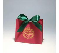 SUOCMG Caja y Bolsas Merry con Cinta para Envolver Galletas y Dulces, diseño de lámina Dorada y Cinta, E4, 10 Unidades, 11,5 x 4,5 x 10 cm