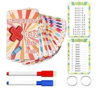 Suofuolef 1 x 1 tarjetas de aprendizaje, tabla de multiplicar con 13 hojas de ejercicios, ayuda para el cálculo, borrable en seco, sin manchas y sin residuos de color, con 2 rotuladores de borrado en
