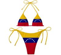 Suohuicp Bikini micro sexy con bandera de Venezuela para mujer, Azul, Large-X-Large