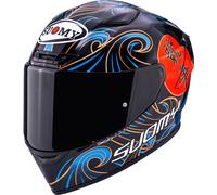 Suomy Track-1 Waves Casco, negro-azul, tamaño L para Hombres