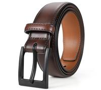 SUOSDEY Cinturón de cuero sin níquel para hombre, TSA no metálico, hipoalergénico, cinturón para hombre con hebilla negra, 04-gradiente café, 41-45W