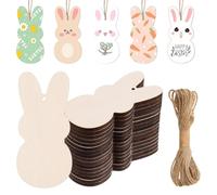Suoumwa 60 Piezas de Conejito de Pascua Inacabado Adornos de Madera Peep Bunny Recortes de Madera para Pintar Madera en -Rebanadas de Conejo