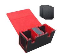 Suoumwa Caja de Almacenamiento de Tarjetas para Más de 200 Tarjetas, Estuche para Mazos de Cartas, Organizador de Tarjetas con 4 Divisores Rojo