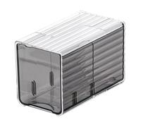 Suoumwa Caja de Organizador de Hisopo y Almohadilla de Algodón Montada en la Pared, Contenedor de Almacenamiento Cosmético de Plástico Transparente Sin Perforaciones con Cajón B