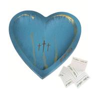 Suoumwa Cuenco de Oración de Oración de Madera con Tarjetas de Oración Cuenco de Decoración de Corazón con Regalo Cristiano Regalo Religioso para Mujeres