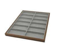 Suoumwa Estante de Almacenamiento de 12 Rejillas de Madera de Nogal para Gafas, Bandeja de Exhibición para Gafas de Sol, Cajas Organizadoras para Guardar Anteojos