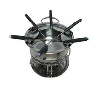 Suoumwa Juego de Ollas para Fondue, Olla para Fondue Multiusos para Acampar Al Aire Libre con 6 Varillas, Olla para Fondue de Queso y Chocolate de Acero Inoxidable