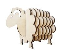 Suoumwa Posavasos de Madera con Forma de Oveja en 3D, Juego de Posavasos Divertidos con Forma de Oveja, Posavasos con Forma de Animales Adorables, Color Madera