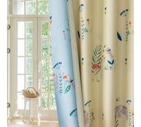 SUOUO Cortinas Opacas de Doble Cara con patrón de pájaros para Sala de Estar, Estampado Floral, casa de Campo, oscurecimiento de habitación, Cortinas de Ventana para Dormitorio de niños, 84 Pulgadas
