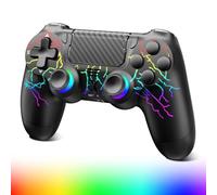 Suoxiom Mando inalámbrico para PS-4, mando compatible con PS-4/Pro/Slim, mando Bluetooth con iluminación RGB, batería de 1000 mAh, conector de audio de 3,5 mm y función turbo