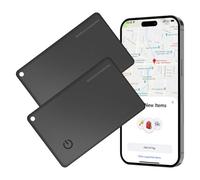Suoxiom Pack de 2 tarjetas Air Tag Wallet Tracker Tarjetas, 1,6 mm de grosor, impermeables, Smart Bluetooth Tags Item Tracker Finder con cable de carga, compatible con Apple Find My , para maletas