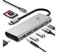 Suoxiom USBC Hub 9 in 1 Adapter,4K HDMI,3*USB A+1*USB C Datports,100W PD,SD/TF Docking Station,3.5mm Audio Multiportadapter für 1Phone 15/16,M-acBook Pro/Air,G-alaxy S24,S-urface,i-Pad