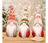 SUOXU 3 piezas de decoraciones de Navidad, gnomos de felpa, Santa, duendes, elfos, figuras de juguete para interiores y exteriores, ventana, mesa, adornos navideños, decoración para fiestas