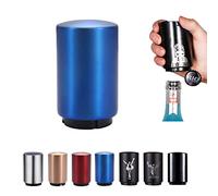 SUOXU - Abridor de automático magnético, acero inoxidable abridor de empuje hacia abajo abridor de vino, accesorios de cocina, Abridor de cerveza magnético (azul)