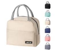 SUOXU Bolsa aislante para almuerzo, mini bolsa impermeable（Beige） | bolsa de almuerzo Mochila Termica Porta Alimentos Bebe Lonchera Trabajo Nevera Pequeña Portatil