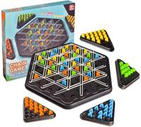 SUOXU Juego de mesa de triángulo, juego familiar de captura de territorio, Chain Triggle Chess Brain Teaser Strategy Puzzle Toys de 2 a 4 jugadores, 6 años y mayores, niños y niñas, regalos de
