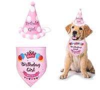 SUOXU Pañuelo de cumpleaños para Perro, Bonito Sombrero de Fiesta de cumpleaños para Perro, Bufanda Triangular de algodón de cumpleaños para Cachorros, Set de decoración de Suministros para Fiestas