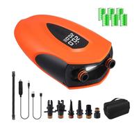 SUP Bomba de aire con batería 12.000 mAh, 20 psi, bomba de aire eléctrica SUP de alta presión con 6 boquillas para inflar/desinflar, bomba de aire 12 V CC Smart Auto-Off para tablas de surf, cometas