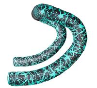 Supacaz Cinta de barra - Longitud: 2200 mm - Super Sticky Kush - Splat - Celeste + Ano Celeste Plugs