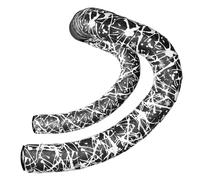 Supacaz Cinta para barra - Longitud 2200 mm - Super Sticky Kush - Splat - Blanco + Ano Black Plugs