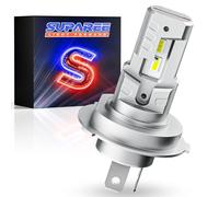 SUPAREE Bombilla LED H4 Motocicleta Bombilla H4 LED Moto Lampara LED H4 Moto para Faro de Moto Hi/Lo 6000K 600% 8000LM 25W 12v 1:1 Mini Size Plug y Play 1 Pc