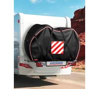SUPAREE Funda Bicicleta Impermeable Exterior Cubre Bicicletas Autocaravana Funda 2 Bicicletas 420D Oxford Lluvia Resistente con Bolsillo para Señal de Advertencia pour Coche Viaje