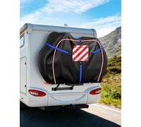 SUPAREE Funda para 2 Bicicleta Exterior Funda Bicicleta Portabicicletas Cubre Bicicletas Autocaravana 420D Oxford Impermeable con Bolsillo para Señal de Advertencia y Ranura de Montaje Trasera