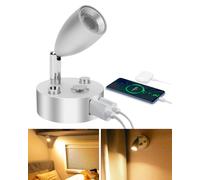 SUPAREE Lámpara Caravana LED 12V Luz de Lectura USB Regulable Blanco Cálido 3000K con Puertos USB y CInterruptor Táctil para Furgoneta Camper RV Van Barco 1 Pieza