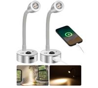 SUPAREE Luces 12V Camper Luz Lectura 12V USB Lampara 12V Camper 3000K Cuello de Cisne con Interruptor para Furgoneta Barco Camión 2Pcs