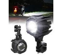 SUPAREE Luces Exploradoras Moto Luz LED Auxiliar para Moto Faros Auxiliares de con Soporte Universel 7800LM 6500K 12V IP68 para Motocicleta Delanteros 2Pcs (Luz blanca)
