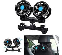 SUPAREE Ventilador del Asiento Trasero del Vehículo, Ventilador de Coche, 12 V con 360 ° Giratorio de Doble Cabeza Ajustable Velocidad Asiento Trasero de Aire